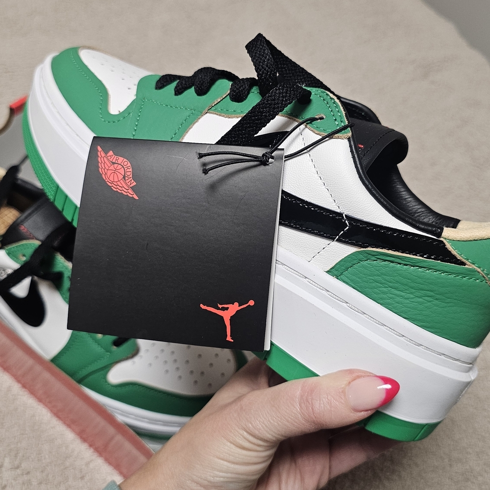 Jordan Women's Emerald Green and White Sneakers